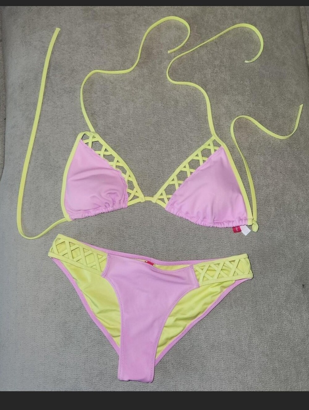 Sexy Two-Piece Pink & Neon Yellow Swim Bikini